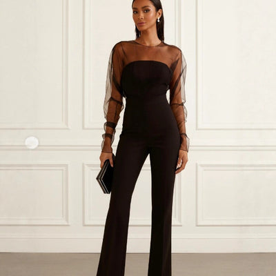 Jumpsuit Elegante de Cintura Alta con Malla y Tubo para Mujer - Image 9