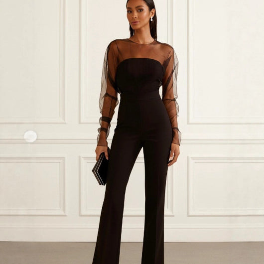 Jumpsuit Elegante de Cintura Alta con Malla y Tubo para Mujer - Image 9