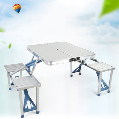 Mesa y Silla Plegable de Aluminio para Camping, Asados y Picnics