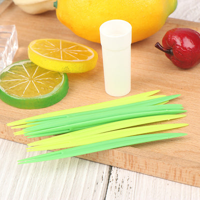 Set de 10 Tenedores de Frutas Diseño Hoja de Bambú con Base - Cubiertos Elegantes para Mesa - Image 2