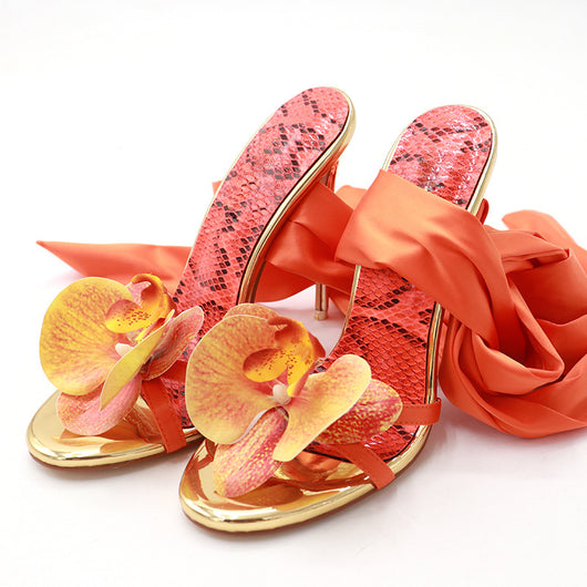 Tacones Altos para Mujer con Flores y Tiras Ajustables - Image 6