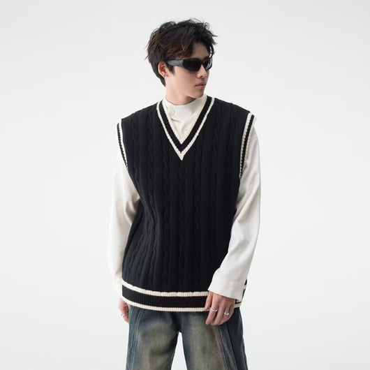 Chaleco Tejido Cuello V Estilo British College - Image 35