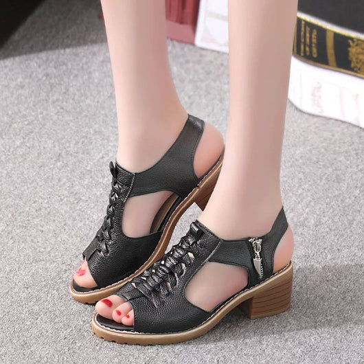 Sandalias Femeninas de Color Sólido con Cierre Lateral - Estilo Moderno y Cómodo - Image 8
