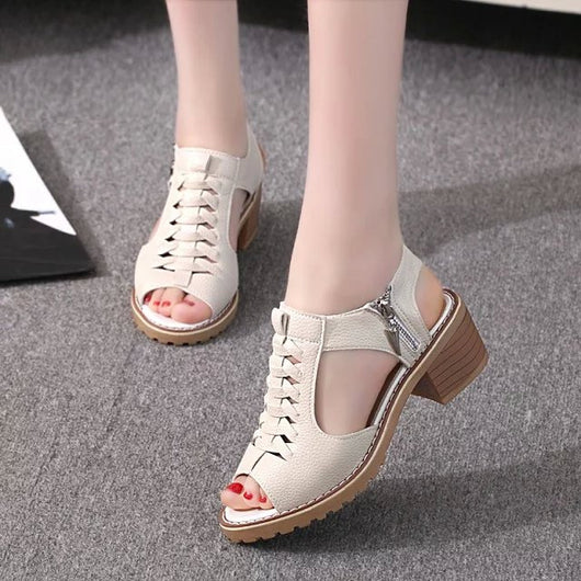 Sandalias Femeninas de Color Sólido con Cierre Lateral - Estilo Moderno y Cómodo - Image 6