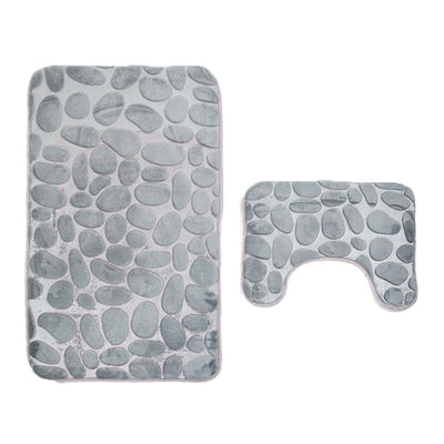 Juego de Tapetes Antideslizantes para Baño con Diseño de Piedra de Río - Image 10