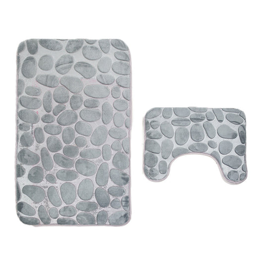 Juego de Tapetes Antideslizantes para Baño con Diseño de Piedra de Río - Image 10