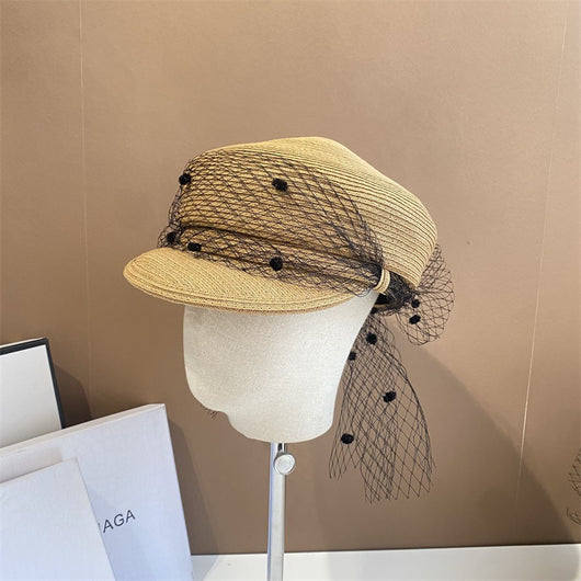 Sombrero Tejido de Paja Azul Marino para Primavera y Verano - Image 5