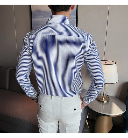 Camisa de Vestir Hombre Talla Grande a Rayas sin Planchado - Image 23