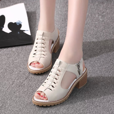 Sandalias Femeninas de Color Sólido con Cierre Lateral - Estilo Moderno y Cómodo - Image 4
