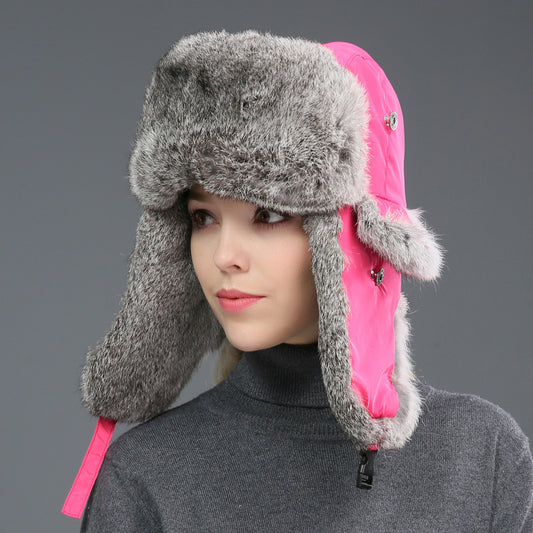 Gorro Térmico Unisex de Piel de Conejo con Protección Auditiva para Clima Frío