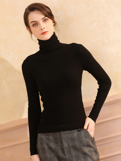 Suéter de Cuello Alto en Cashmere para Mujer Ajustado y Corto - Image 2
