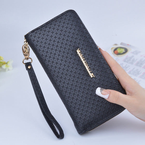 Billetera Larga para Mujer con Pulsera - Diseño Coreano Moderno con Cierre