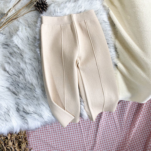 Pantalones Casuales de Punto Grueso para Niños - Corte Recto Pierna Ancha - Image 4
