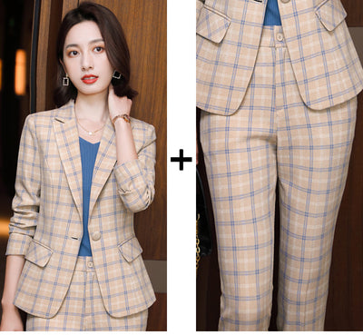 Traje Ejecutivo para Mujer en Cuadros con Mangas Largas - Image 2