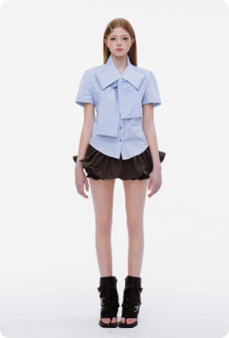 Blusa Manga Corta Mujer con Diamantes y Estampado Brillante - Image 12