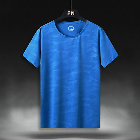 Camiseta Manga Corta de Seda para Hombre - Secado Rápido Cuello Redondo