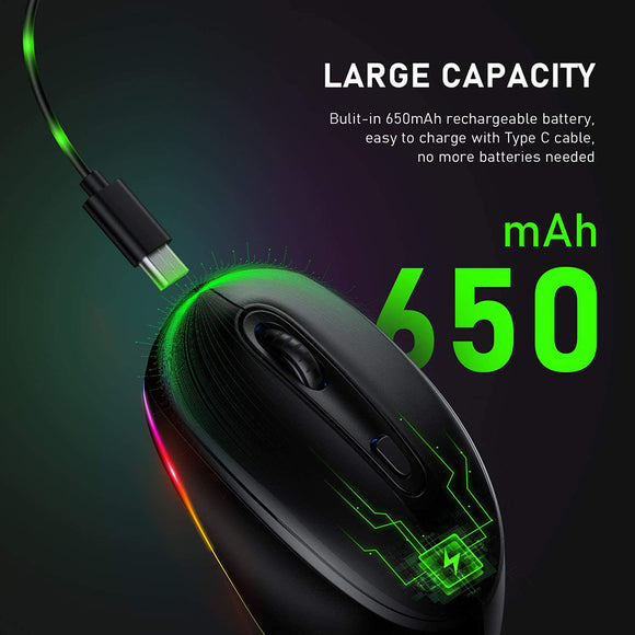 Ratón Inalámbrico Ergonómico 24g Recargable 1600dpi
