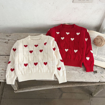 Suéter Infantil de Algodón Niño y Niña Cuello Redondo Rojo - Image 42