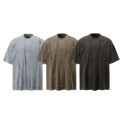 Camiseta Retro Americana de Patchwork Manga Corta para Hombre
