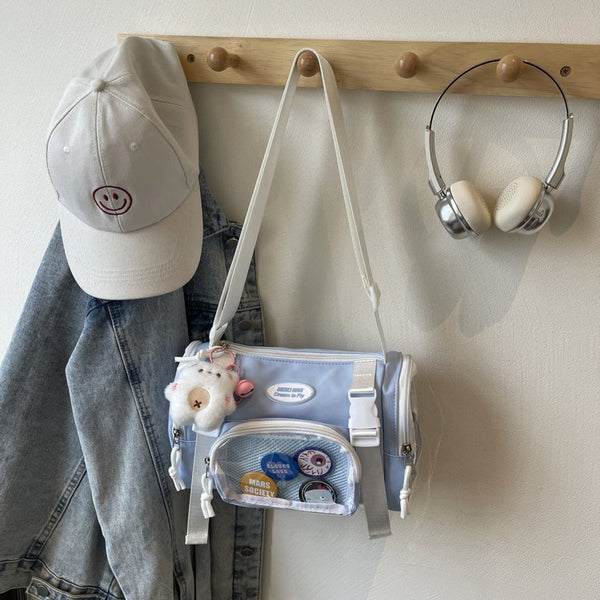 Bolsa Crossbody Transparente Estilo Preppy