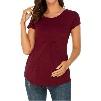 Playera Maternal de Manga Corta con Volantes y Pliegues