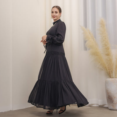 Vestido Largo de Encaje Elegante Estilo Oriente Medio - Image 6