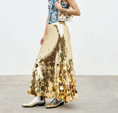 Falda de Fiesta Talla Grande con Lentejuelas Brillantes - Colección Primavera Gongda - Image 11