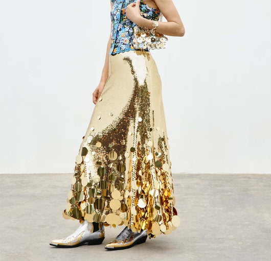 Falda de Fiesta Talla Grande con Lentejuelas Brillantes - Colección Primavera Gongda - Image 11