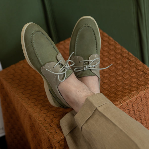 Zapatos Náuticos Vintage de Gamuza Mercerizada con Cordones Altos