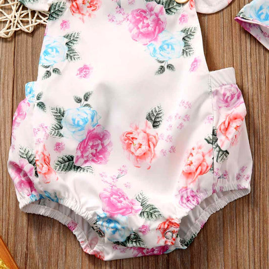Conjunto Infantil Floral con Volantes - Vestido y Pantalón Dos Piezas para Niña - Image 2