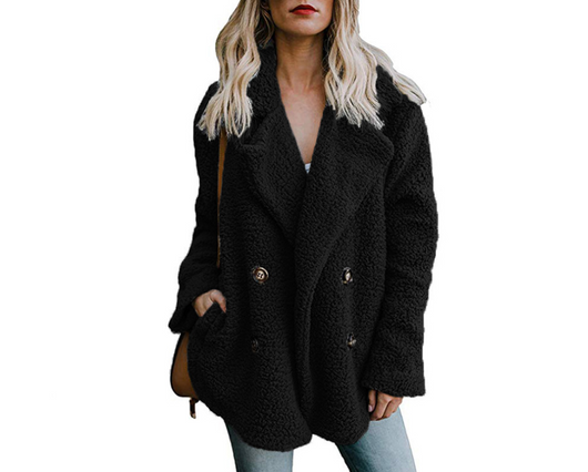 Abrigo de Mujer Otoño Invierno con Solapas de Felpa y Bolsillos - Image 11