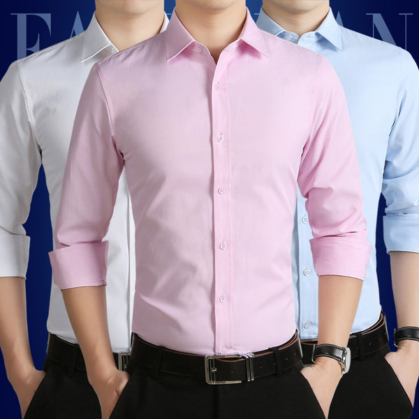 Camisa Ejecutiva de Manga Larga Estilo Coreano para Novio y Padrino