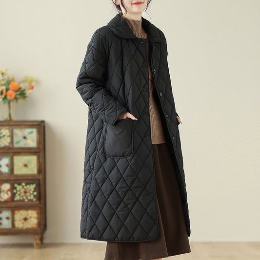 Chaqueta Acolchada Negra Ajustada para Mujer - Algodón Térmico