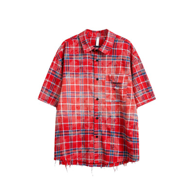 Camisa Hip Hop Cuadros Manga Corta Unisex - Image 7