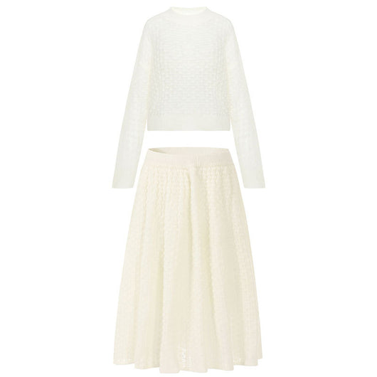 Vestido Largo Calado de Mohair con Manga Larga - Conjunto de Dos Piezas - Image 8