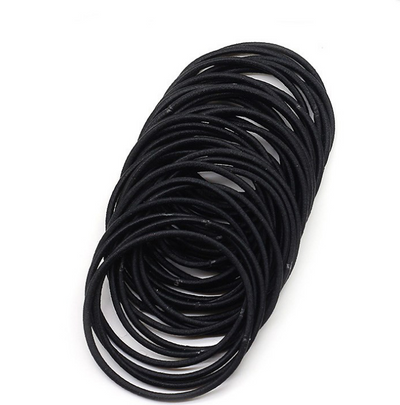 Pack de 100 Bandas Elásticas Negras para Cabello - Coleteros y Accesorios de Peinado