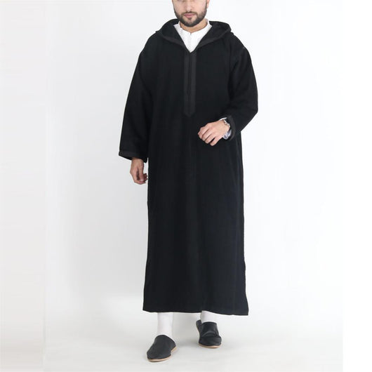 Túnica Árabe con Capucha para Hombre - Ropa Islámica Tradicional