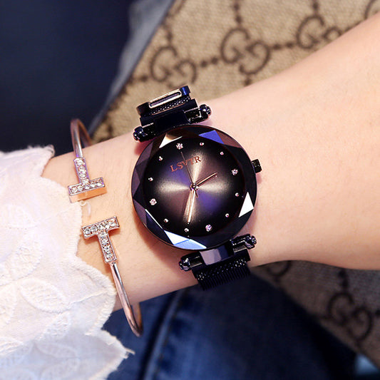 Reloj de Mujer Rose Gold con Diamantes y Cielo Estrellado Magnético Resistente al Agua - Image 2