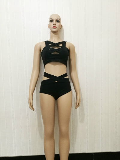 Bikini Cruzado Cintura Alta Corte Sexy Traje de Baño Liso - Image 8