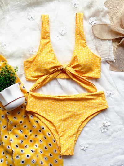 Bikini con Estampado de Margaritas y Tirantes Ajustables - Image 6