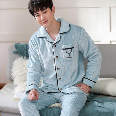 Cardigan Pijama de Forro Polar para Hombre - Abrigo Cálido Coral - Image 24