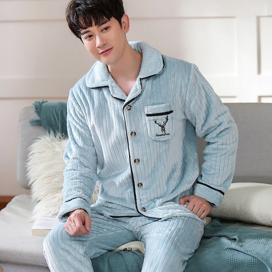 Cardigan Pijama de Forro Polar para Hombre - Abrigo Cálido Coral - Image 24