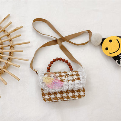 Bolso Crossbody Cuadros Marrones con Detalle Pearl - Image 8