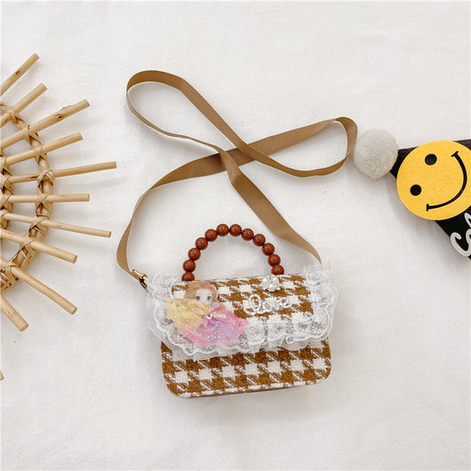 Bolso Crossbody Cuadros Marrones con Detalle Pearl - Image 8