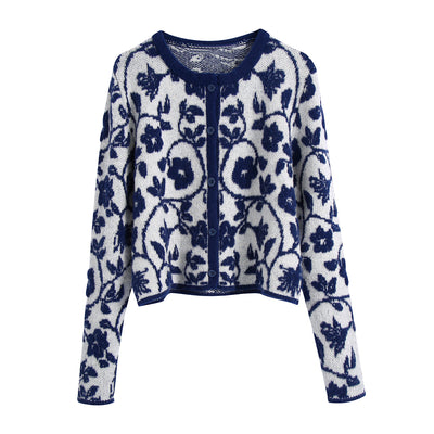 Suéter Tejido con Estampado Floral Estilo Europeo para Mujer - Image 6