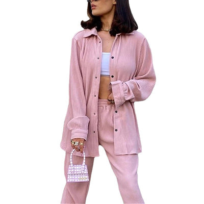 Traje Ejecutivo con Pantalón Ancho - Camisa de Solapa y Elegancia Diaria - Image 9