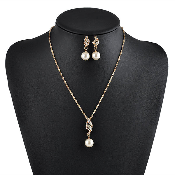 Collar de Perlas y Aretes de Lujo para Novia - Joyería Europea para Bodas y Eventos
