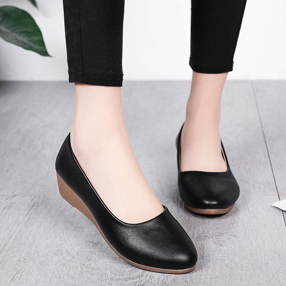 Zapatos Mocasín Cómodos con Tacón Bajo Estilo Coreano - Otoño
