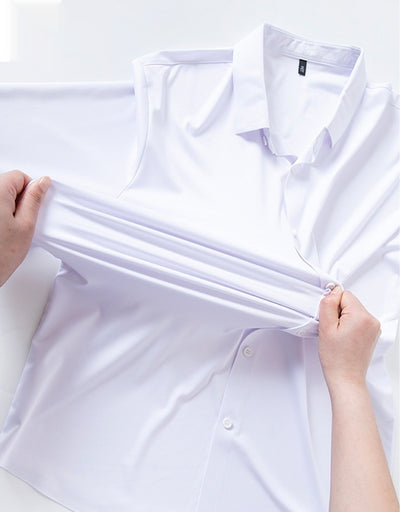 Camisa Manga Larga Sin Costuras Elástica Antiarrugas Efecto Hielo para Hombre - Image 3