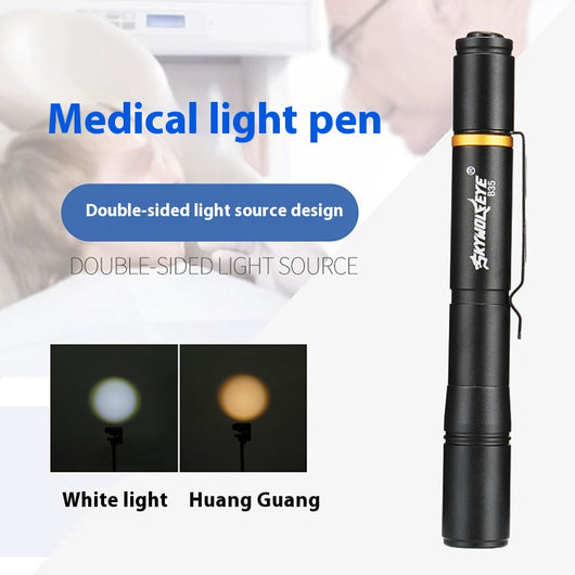 Linterna LED Portátil en Forma de Bolígrafo - Luz Blanca y Amarilla